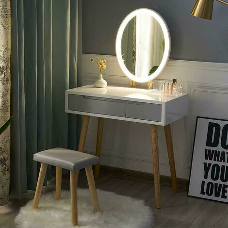 Dressing Table with LED Lights Mirror