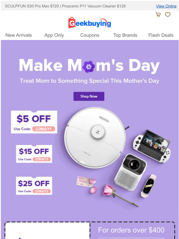 💕Mother's Day Sale >> Get $25 Off Coupon Now | 🛴ENGWE S6 E-Scooter $579!