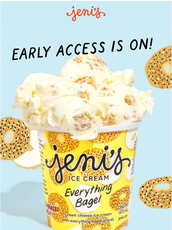 Jeni's Ice Creams It’s schmear! Everything Bagel early access Milled