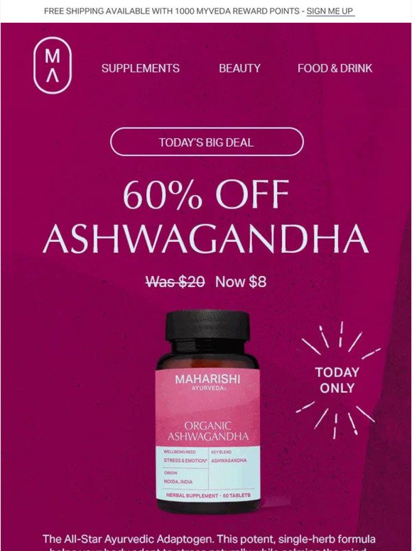 🙌60% OFF Ashwagandha - Today Only!🙌