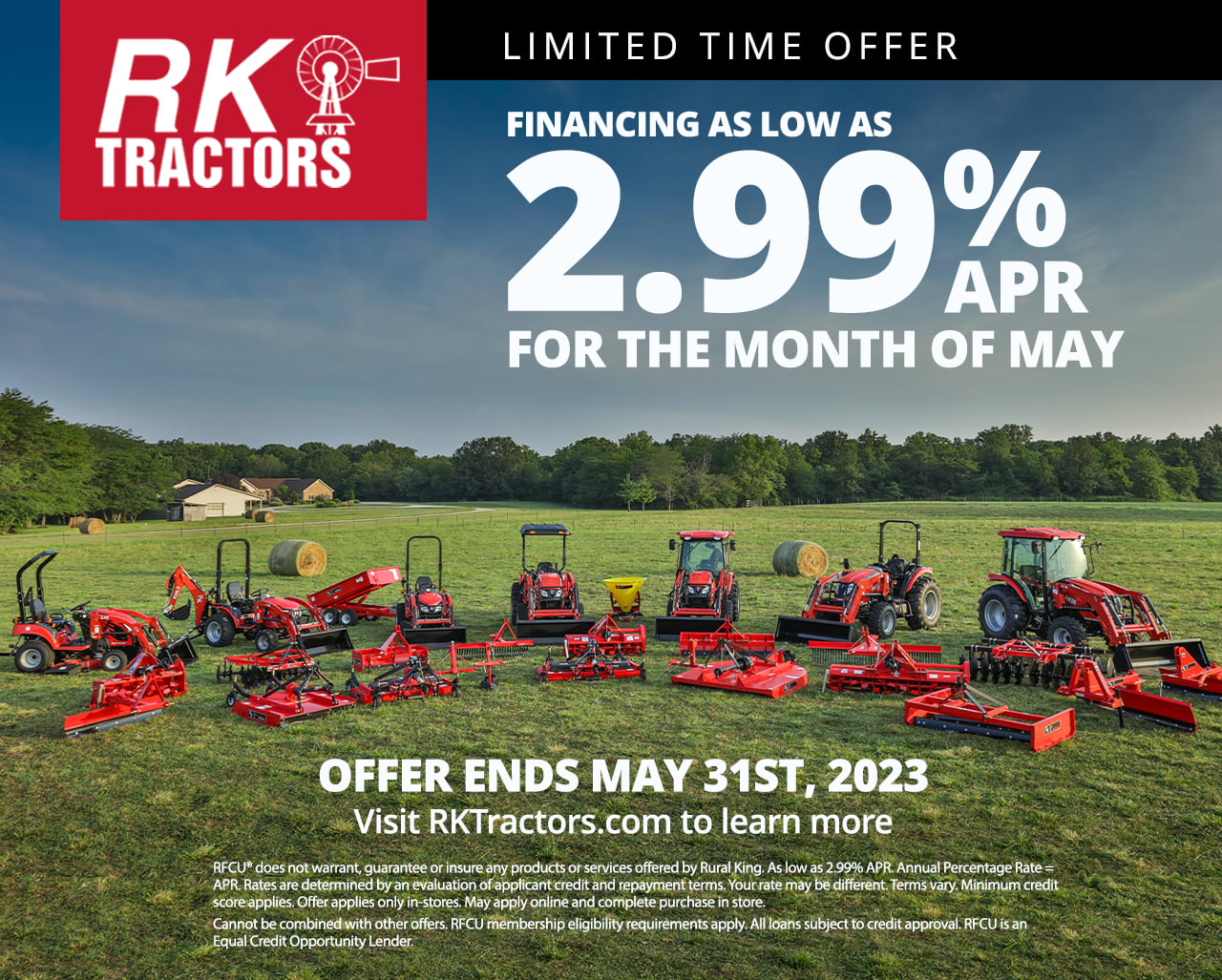 Rural RKTractors May Special Financing! If You've Been
