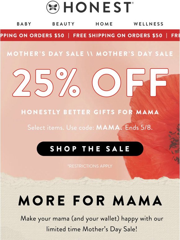 25% OFF Honest Better Mother's Day Gifts 🎁