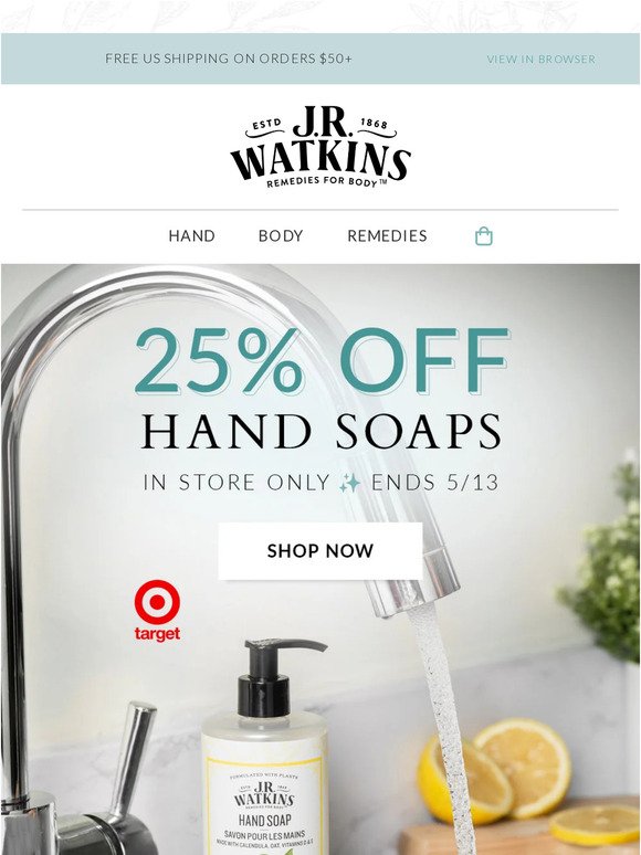 25% off Hand Soaps 🎉