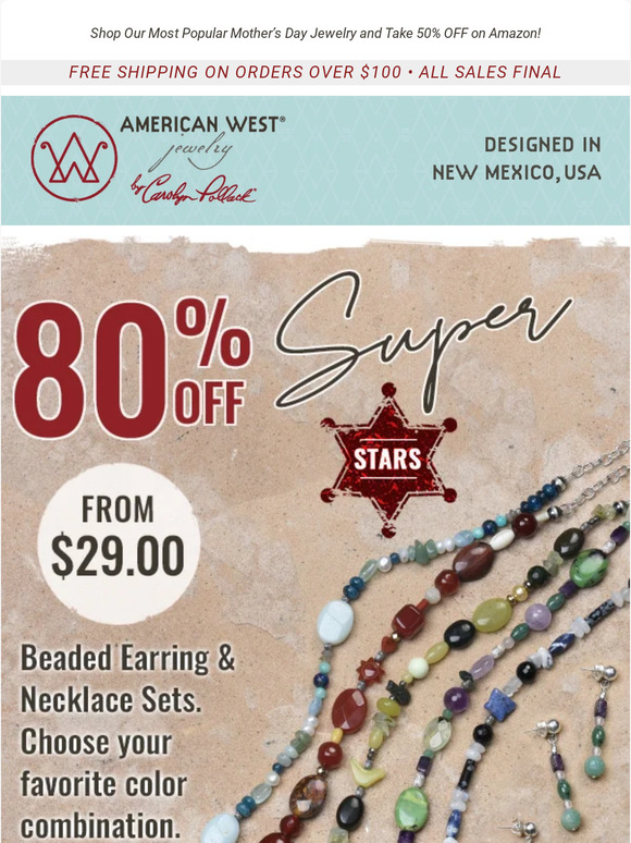 $29.00 for 📣 Gemstone Necklace & Earring Sets~80% OFF Everything in our Final Countdown Sitewide Sale!