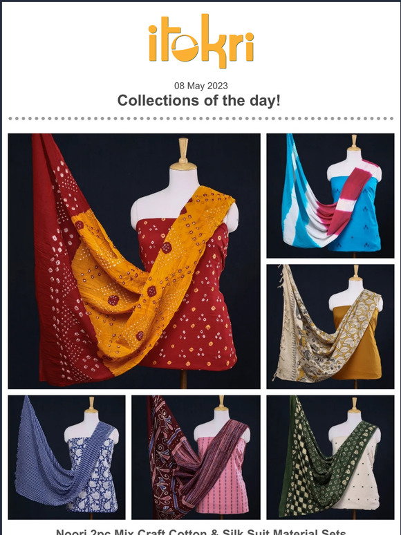 Buy 3pc Pochampally Ikat Silk Cotton Suit Material Set Online at iTokri.com  - iTokri आई.टोकरी