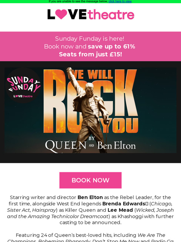 Save up to 61% on We Will Rock You tickets!