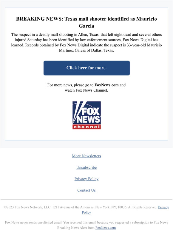 Fox News: BREAKING NEWS: Texas mall shooter identified as Mauricio