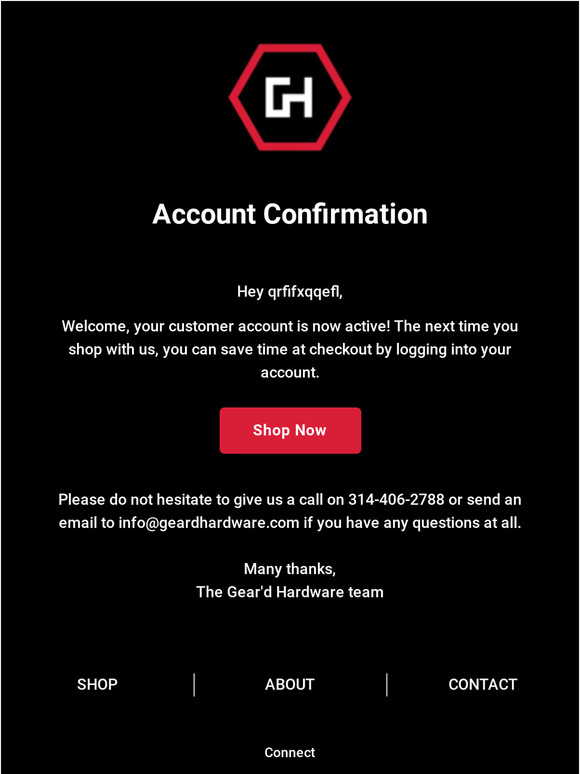 Customer account confirmation