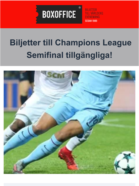 Biljetter till Champions League semifinal tillgängliga!