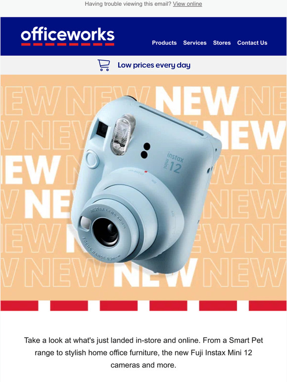 Officeworks NEW Fuji Instax Mini 12 cameras, a Smart Pet range and