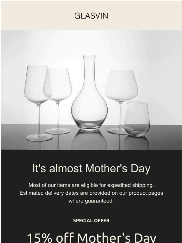 15% off Last Minute Mother's Day Gifts