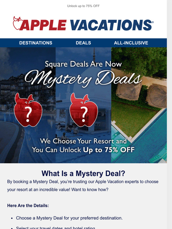 apple vacations (US & CA) Are You Up for a Mystery? Let Us Choose Your