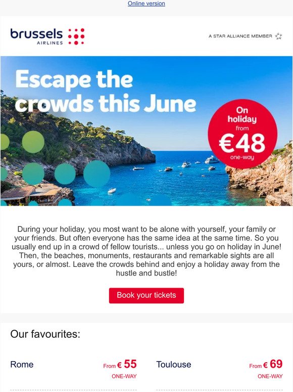 Leave the crowds behind and enjoy your holiday from €48