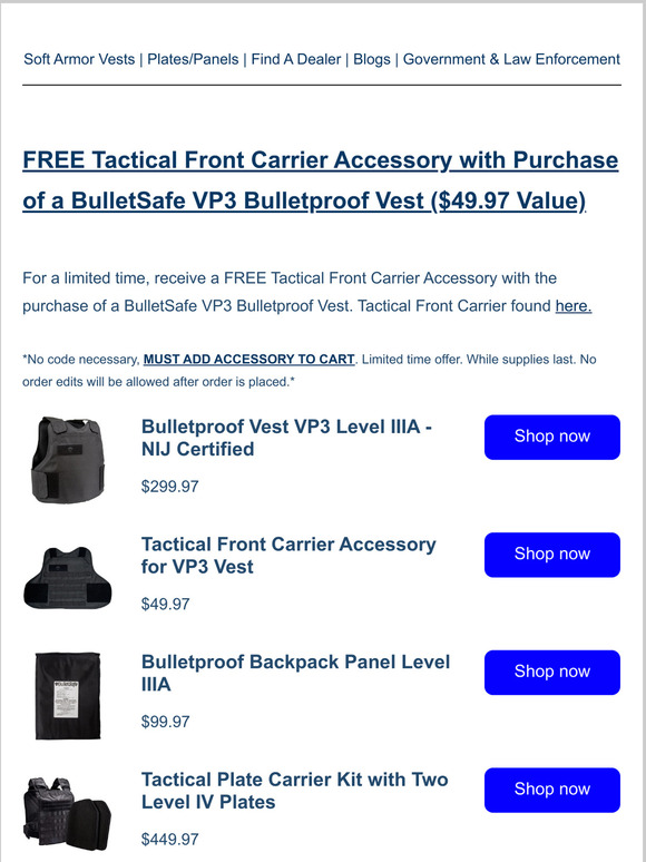 Bulletproof Vest, Level 3, IIIA Certified from BulletSafe