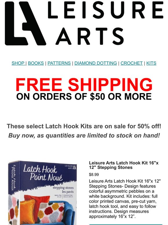 Select Latch Hook Kits on sale for 50% off!