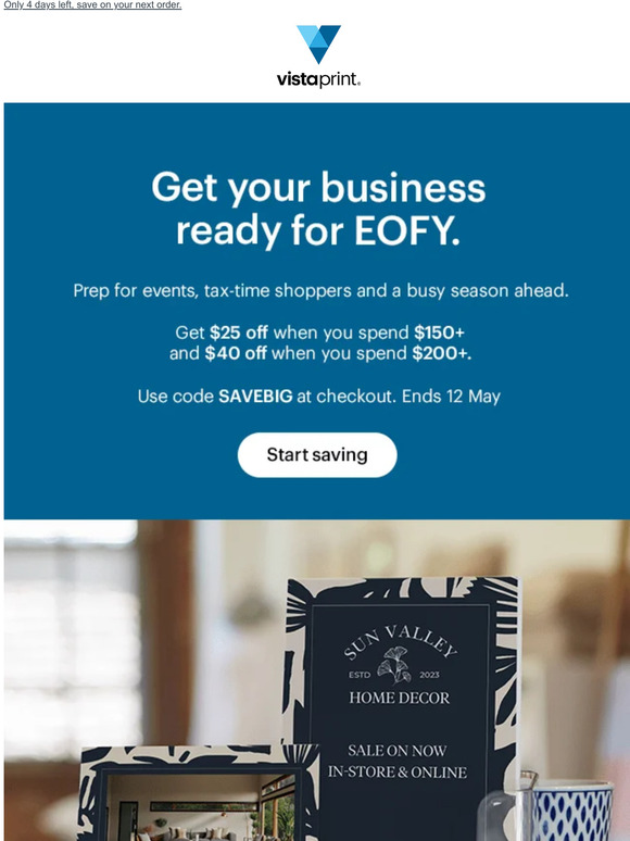 Vistaprint The sitewide sale is here to help you prep for EOFY Milled