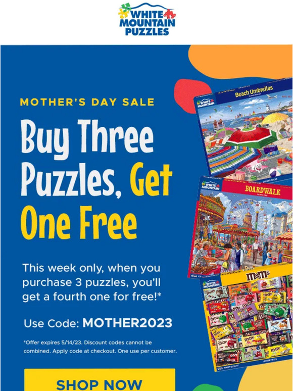 White Mountain Puzzles Buy three puzzles, get one 🆓! Milled