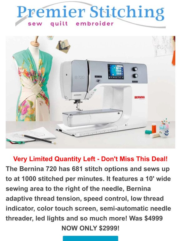 Last Chance! Bernina 720 Discounted Another $2000!