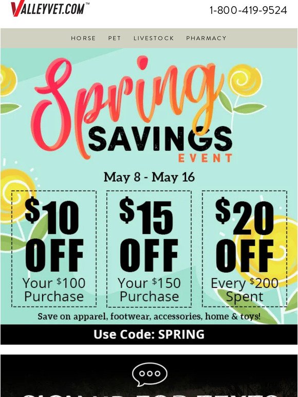 Spring Savings: Up to $20 OFF