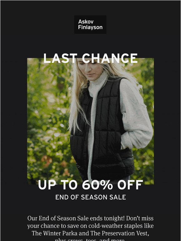 FINAL HOURS: The End of Season Sale