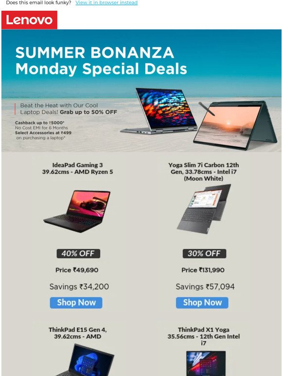 Beat Monday blues with our best deals ! upto 50% off on PCs & much more  ! Grab now