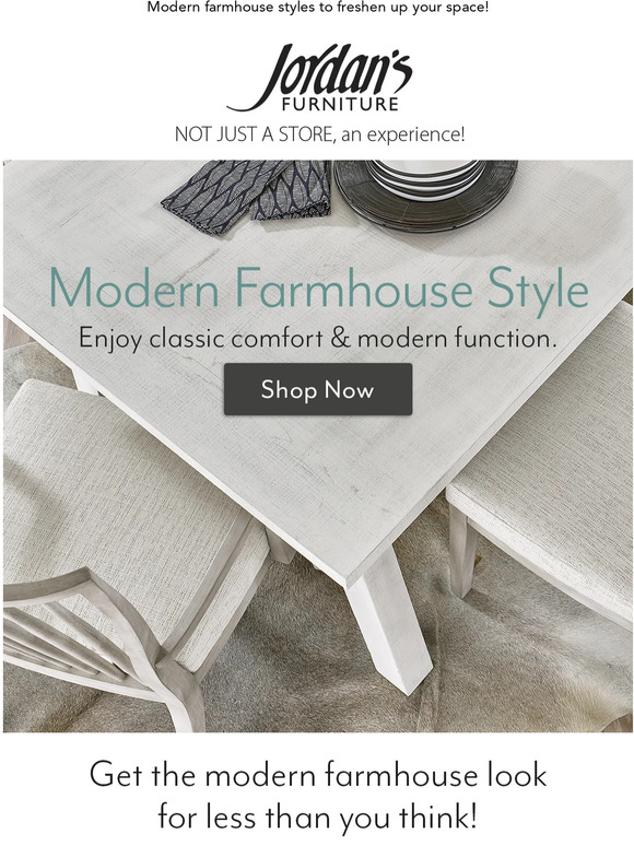 Jordan's Furniture Modern farmhouse now trending! Milled