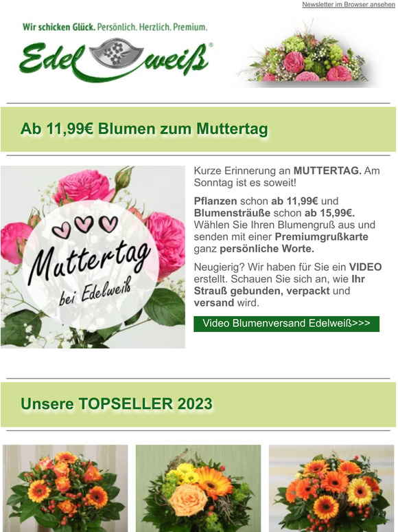 Ab 11,99€ Blumen zum Muttertag
