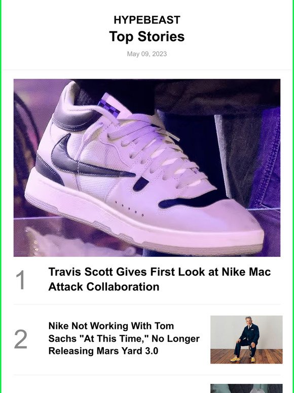 Hypebeast: This Week's Top Stories: Travis Scott x Nike Mac Attack, Nike No  Longer Working With Tom Sachs and Mars Yard 3.0 Release Cancelled, Air  Jordan 4 Frozen Times and More