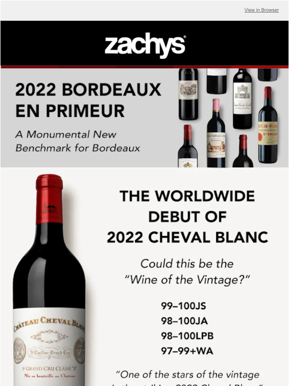 Zachys 99100 Points for the Worldwide Debut Cheval Blanc Released