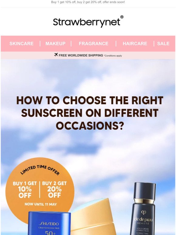 LAST CALL: Choose the right sunscreen with up to 20% off😎✨