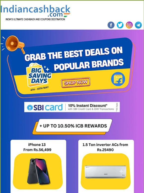 Last 2 days -  Flipkart's Big saving days | ICB Extra Rewards 💰