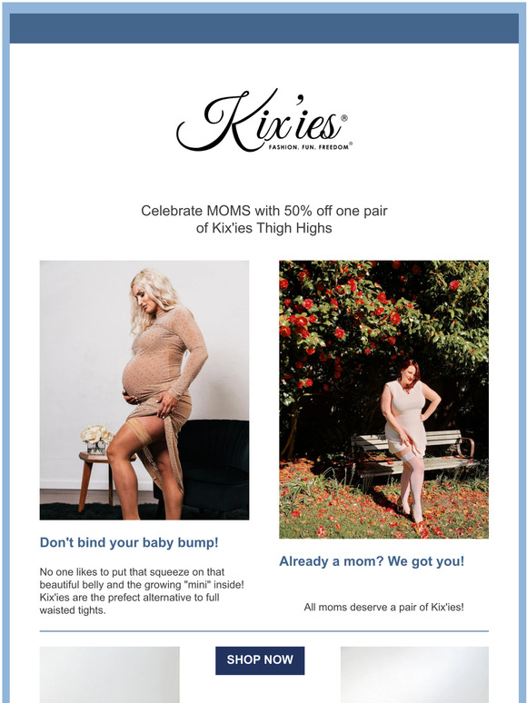 Celebrate with 50% off one pair of Kix'ies Thigh Highs of your choice!