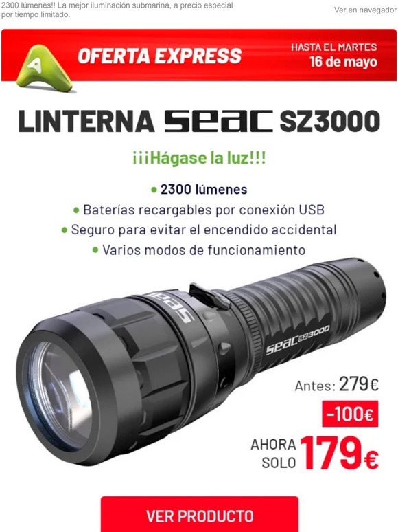 Ahorra 100 euros: Linterna SEACSUB SZ3000