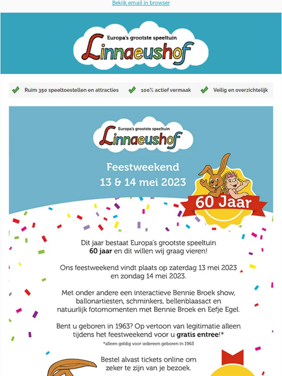 🥳 Dit weekend is het feest! | 60 jaar Linnaeushof