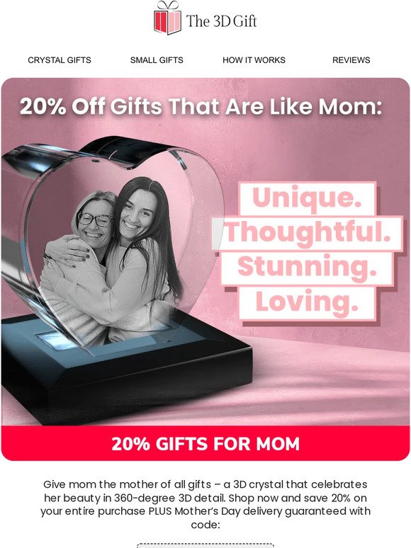 20% off “the mother of all gifts” 👩‍👧