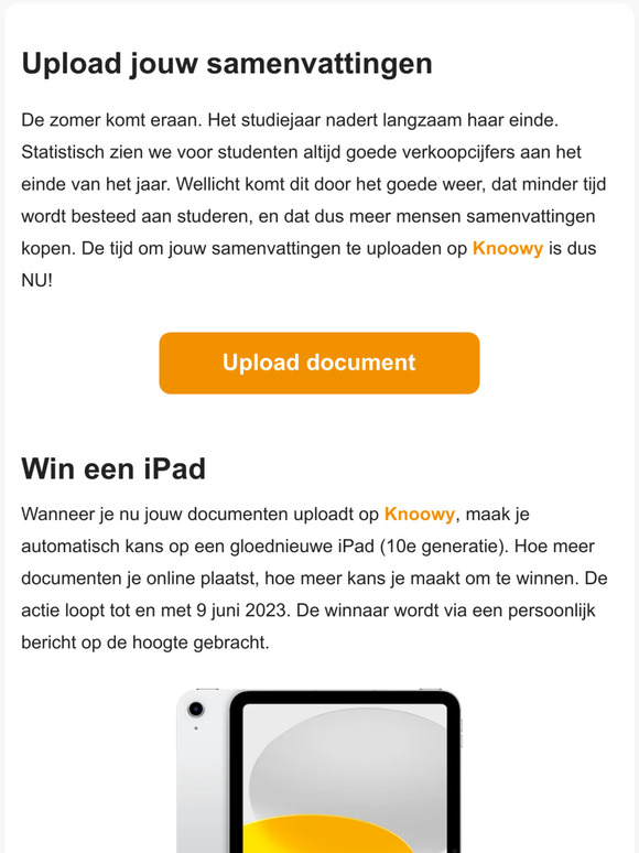 Upload een samenvatting en win een iPad!