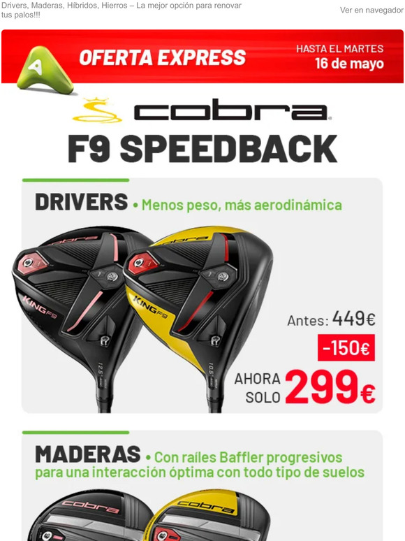 Oferta Especial: Familia Cobra F9 S – Hasta 290 euros de descuento