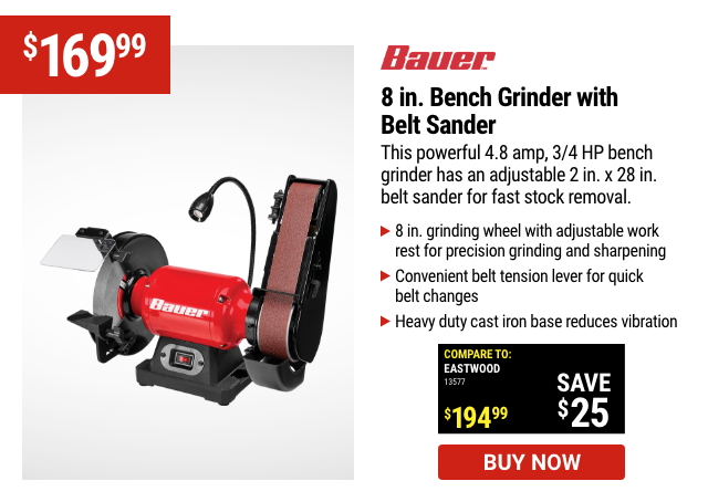 BAUER: 8 in. Bench Grinder with Belt Sander