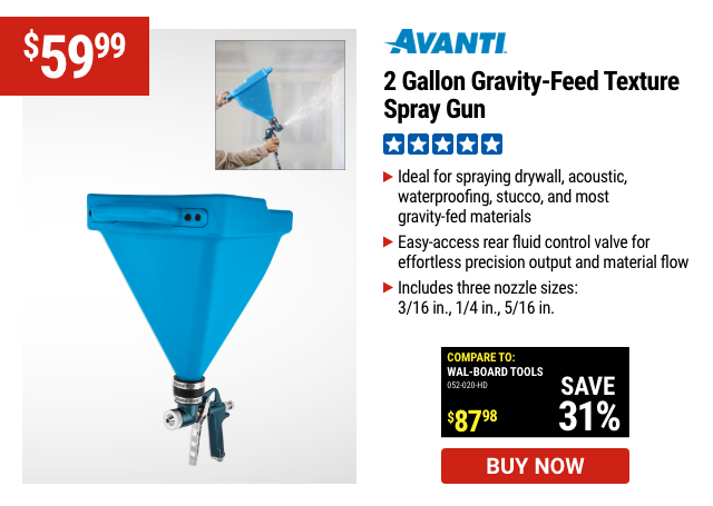 AVANTI: 2 Gallon, Gravity Feed Texture Spray Gun