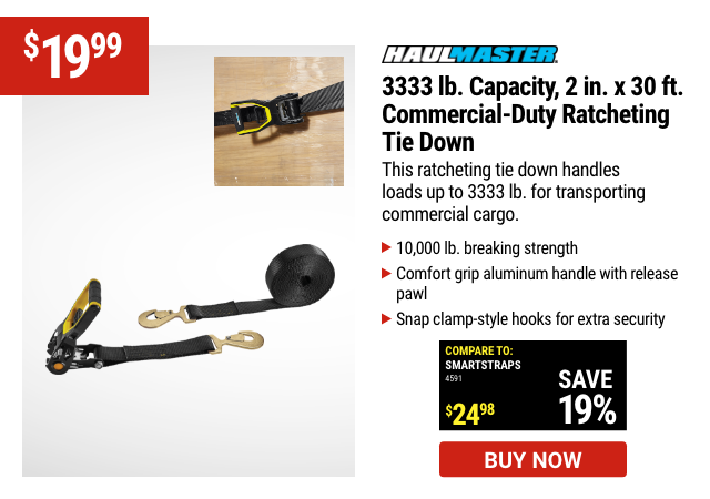 HAUL-MASTER: 3333 lb. Capacity 2 in. x 30 ft. Commercial Duty Ratcheting Tie Down