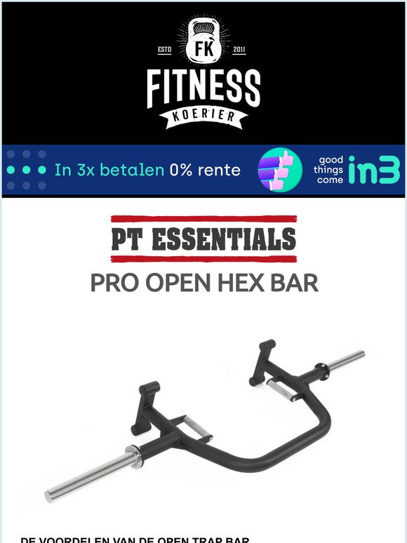 Nieuw! PT Essentials Open Trap Bar PRO - Open Hex Bar - Deadlift Bar