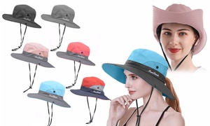 Sun Hats for Women Ponytail Bucket Hat UV Protection Foldable Mesh Fishing Cap