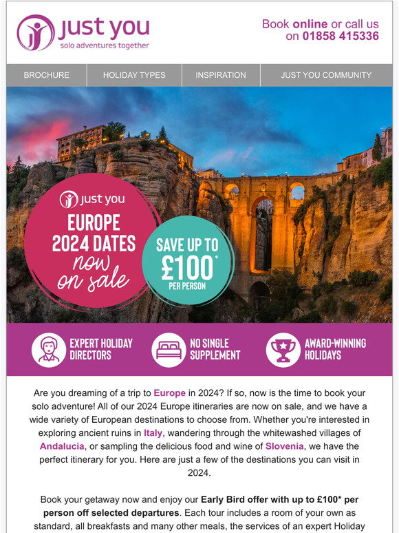 justyou 2024 Europe escorted tours now on sale! Milled