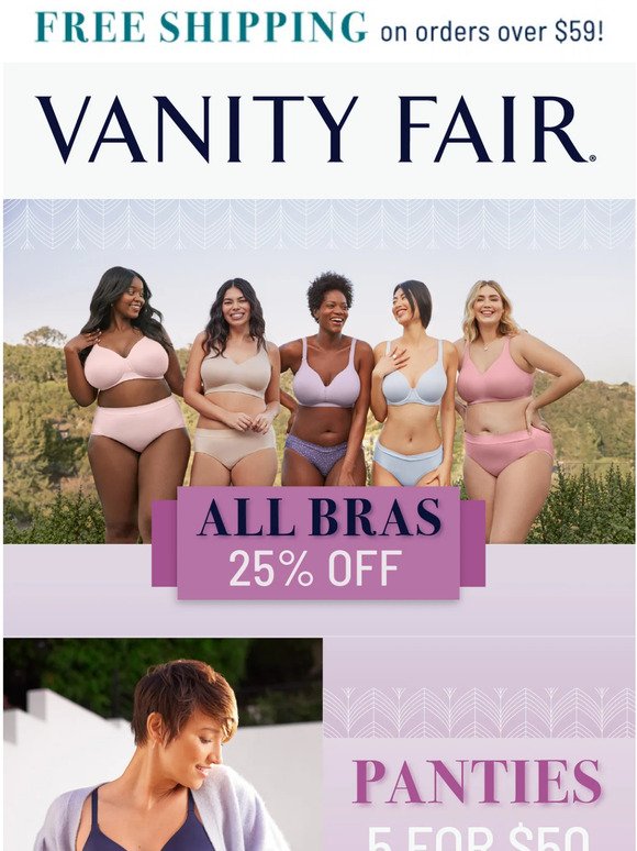 25% off all bras + 5 for $50 panties