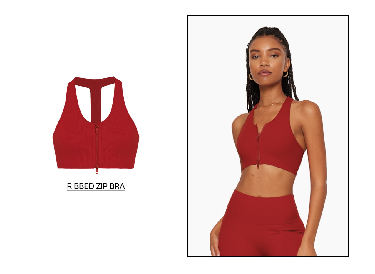 RIBBED ZIP BRA