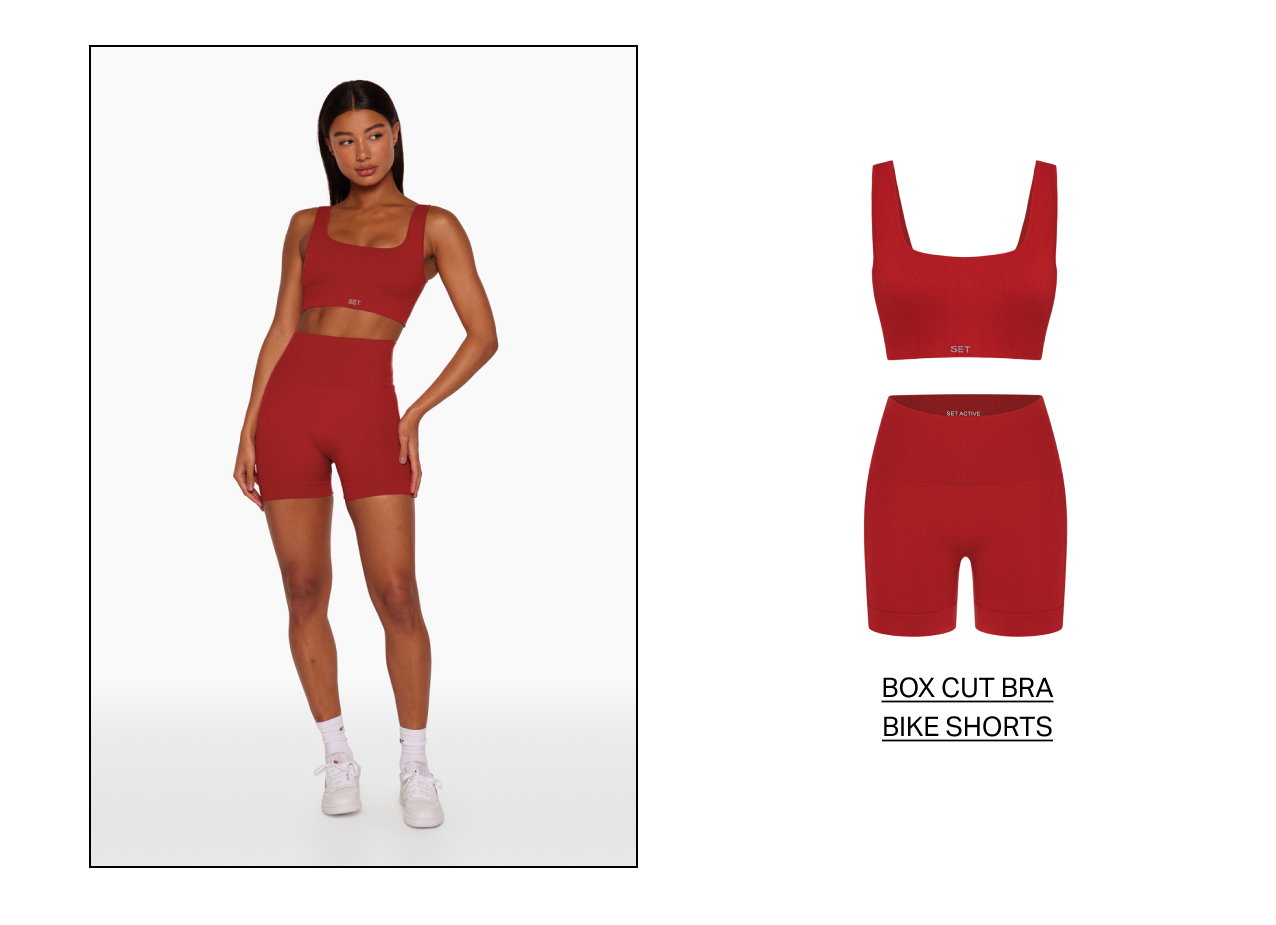 BOX CUT BRA AND BIKE SHORTS