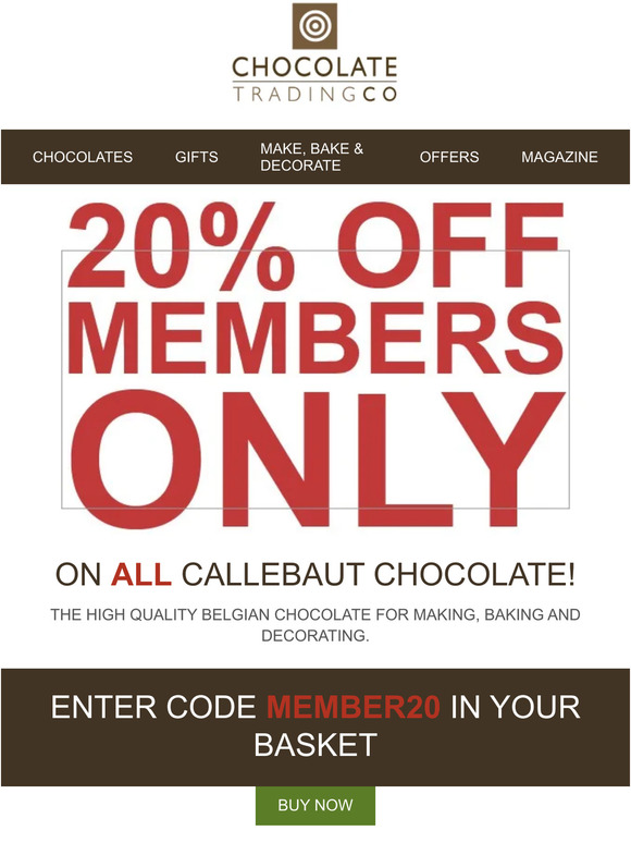 20% OFF CALLEBAUT UNTIL SATURDAY 13TH MAY