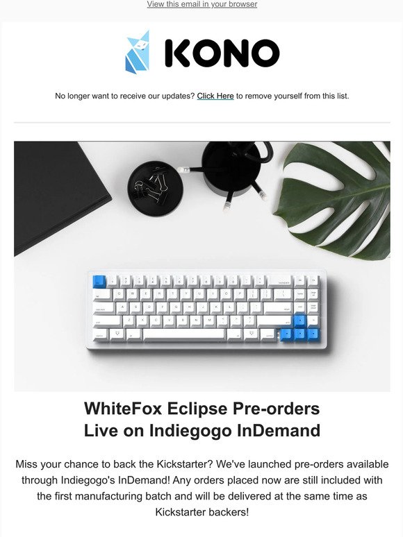 WhiteFox Eclipse Mechanical Keyboard Pre-orders Live on Indiegogo InDemand