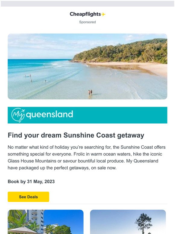 Unbeatable Sunshine Coast holidays on sale now.