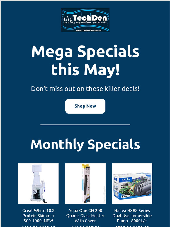 Monthly Specials and Mega Clearance! Get in Quick!